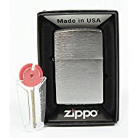 Zippo Mechero Cromado con Efecto Cepillado- Incluye 6 Piedras de Repuesto